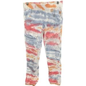 Young Broke and Fabulous Size M Tie Dye Cargo Jogger Sweatpants Front Pockets